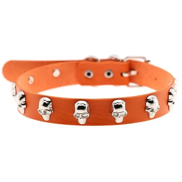 Skull Choker Necklace Studded w/ Skulls