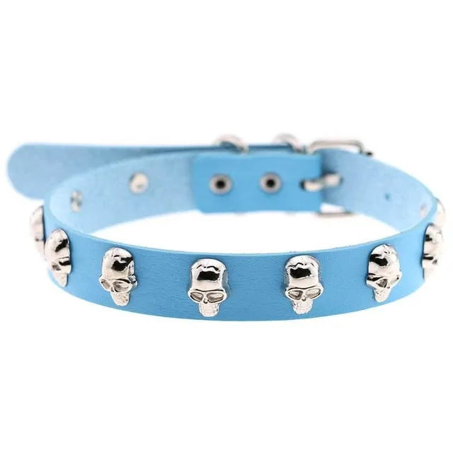 Skull Choker Necklace Studded w/ Skulls