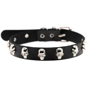 Skull Choker Necklace Studded w/ Skulls