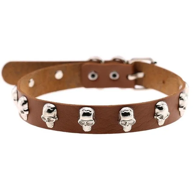 Skull Choker Necklace Studded w/ Skulls
