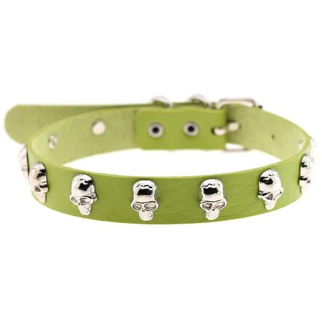 Skull Choker Necklace Studded w/ Skulls