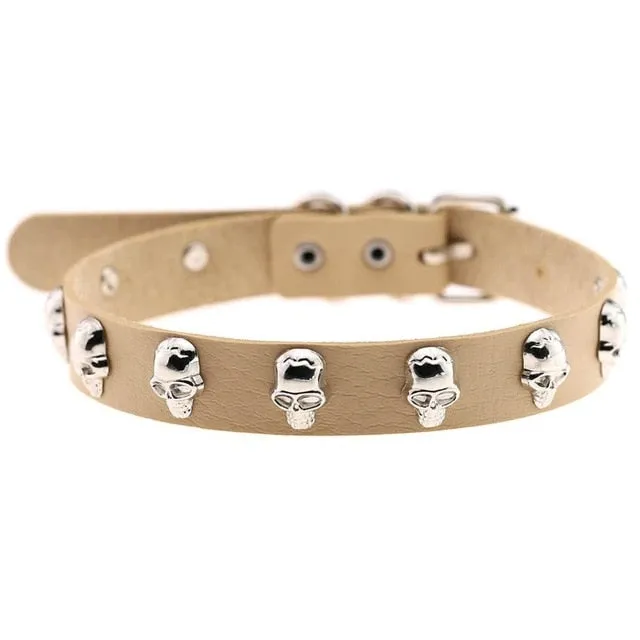 Skull Choker Necklace Studded w/ Skulls