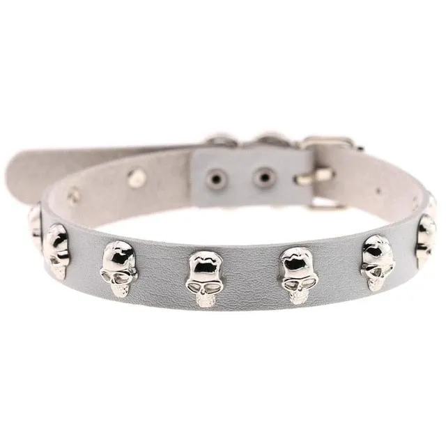 Skull Choker Necklace Studded w/ Skulls
