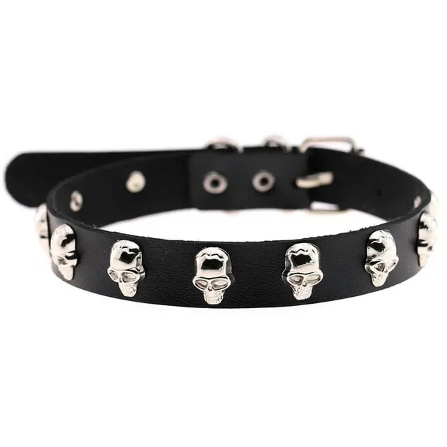 Skull Choker Necklace Studded w/ Skulls