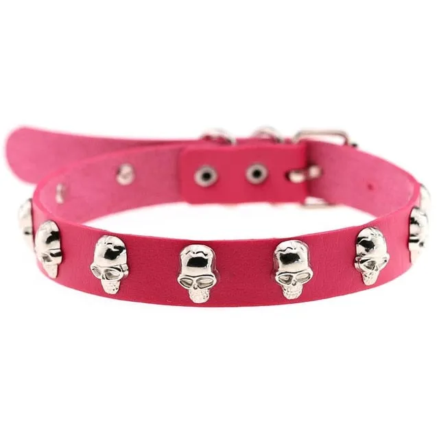 Skull Choker Necklace Studded w/ Skulls
