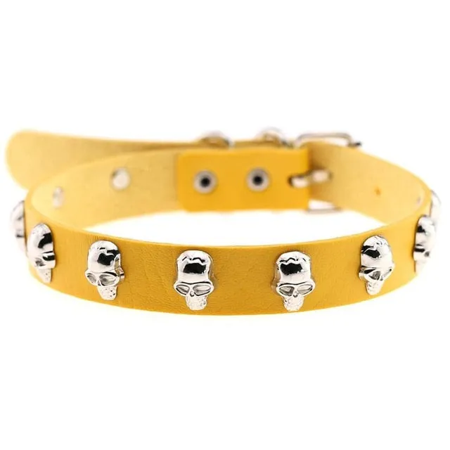 Skull Choker Necklace Studded w/ Skulls