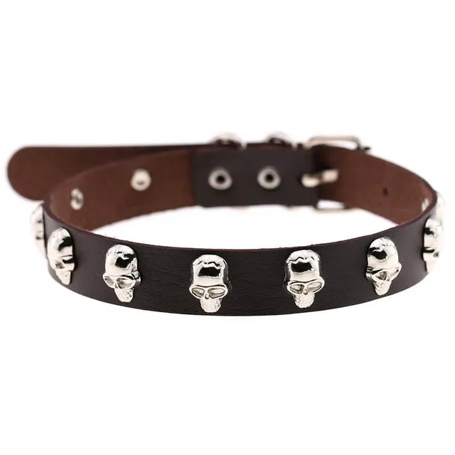 Skull Choker Necklace Studded w/ Skulls
