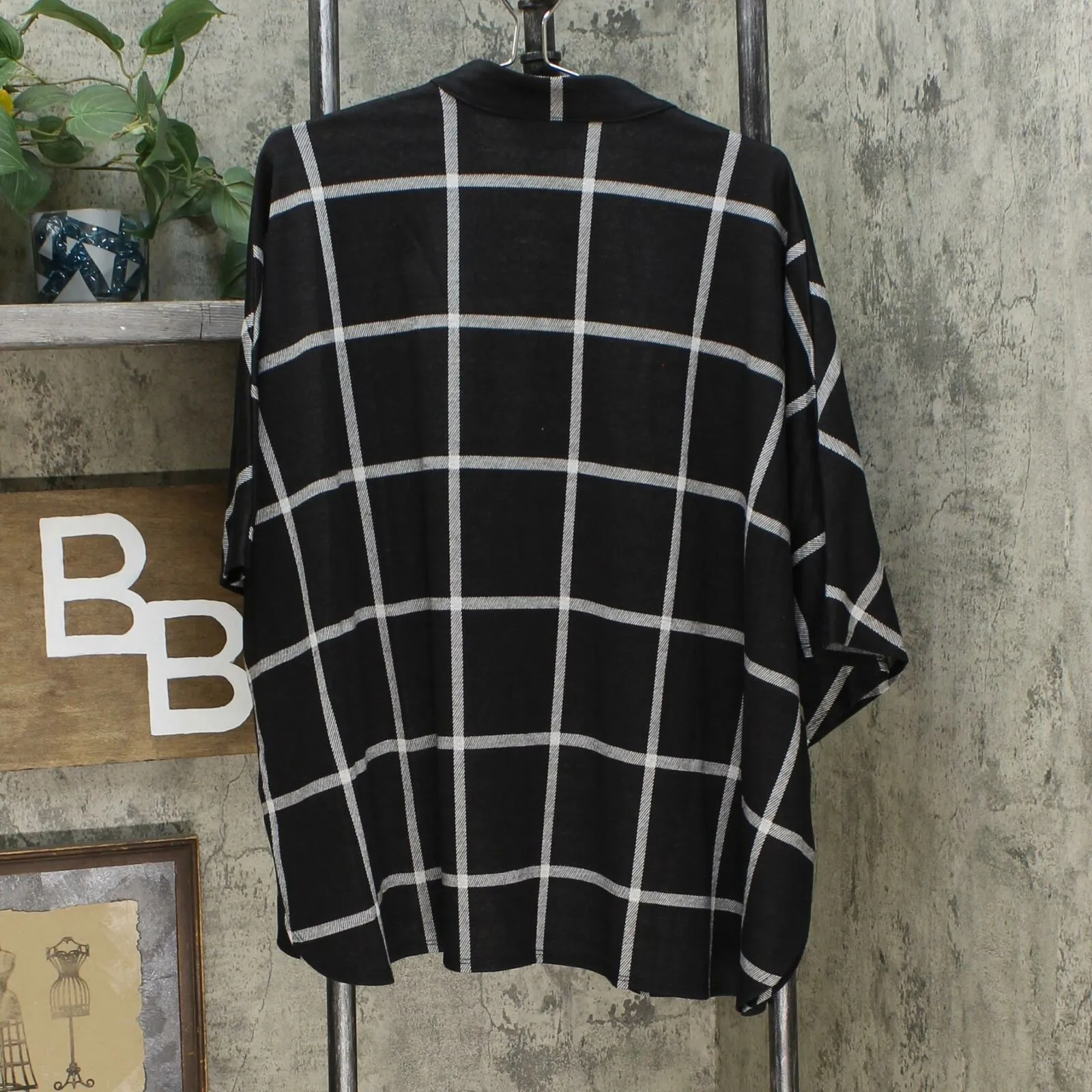 Slinky Brand Window Pane Open Front Cape Jacket