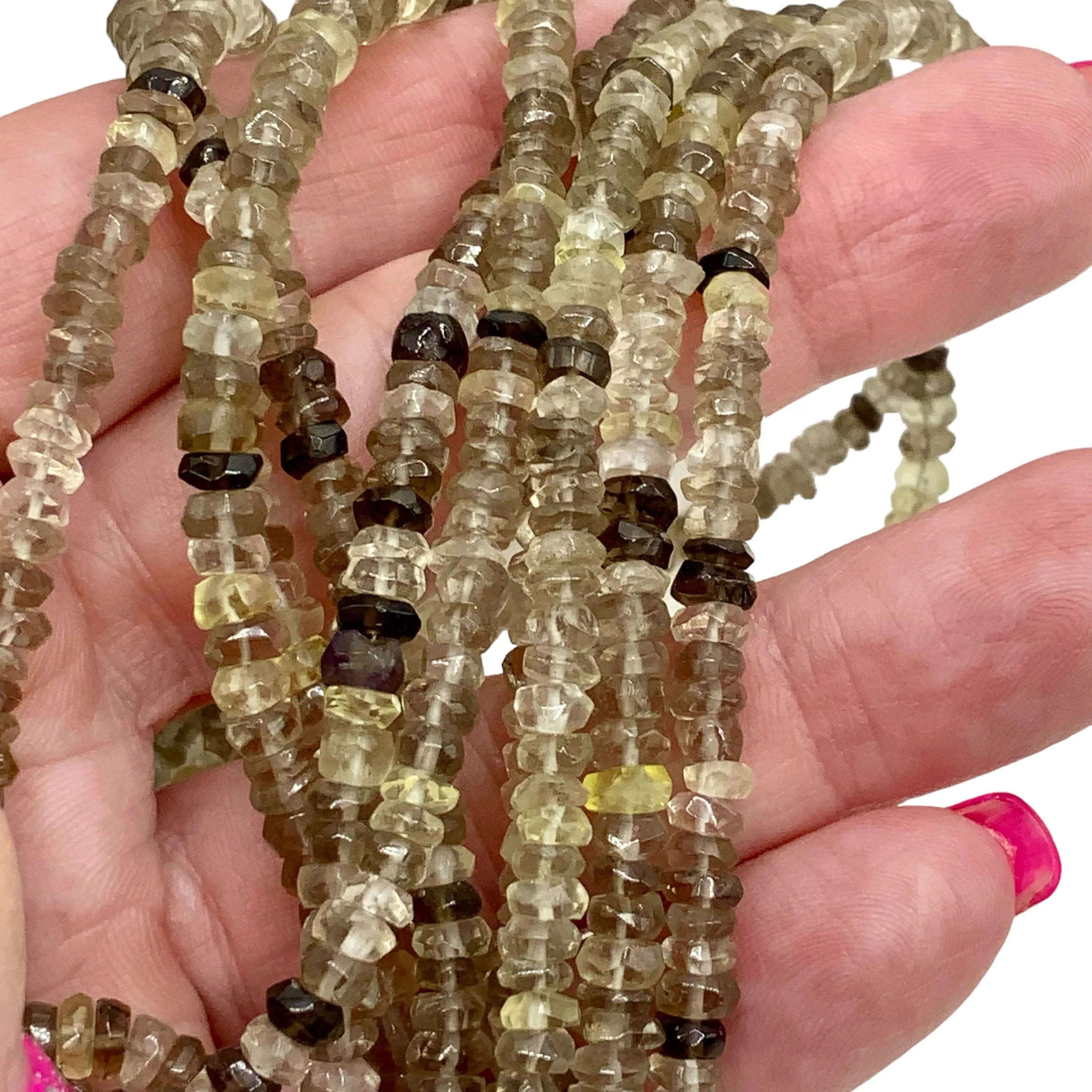 Smoky & Citrine 4 mm Beaded Necklace