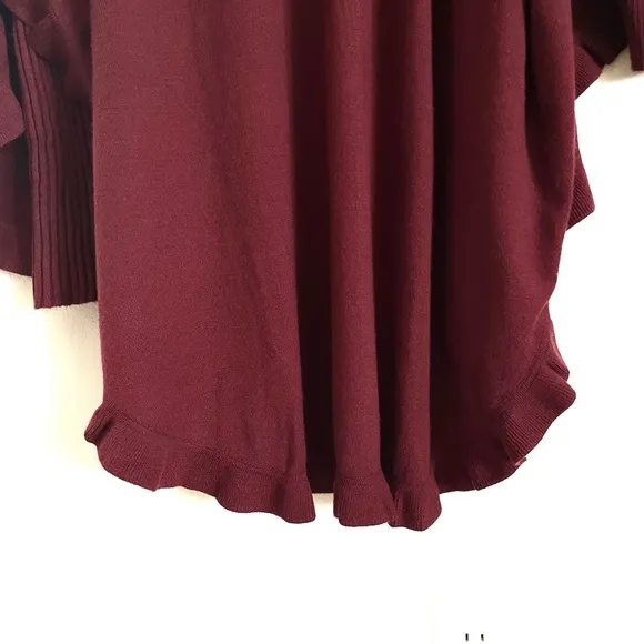 Soft Surroundings Draped Ruffle Cardigan In Cabernet Red Size S / M NWT