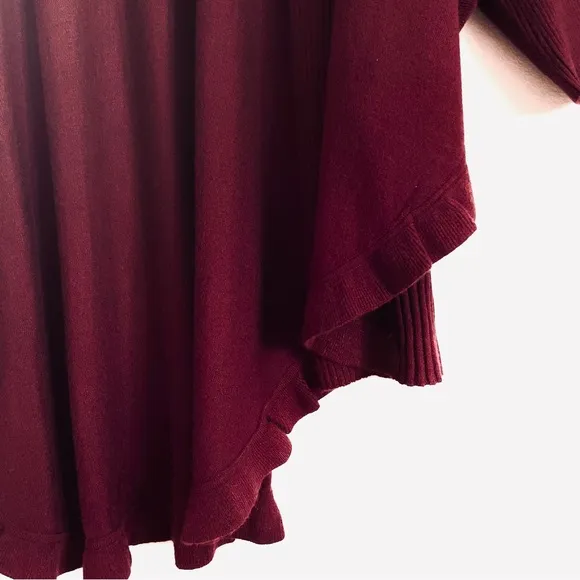 Soft Surroundings Draped Ruffle Cardigan In Cabernet Red Size S / M NWT
