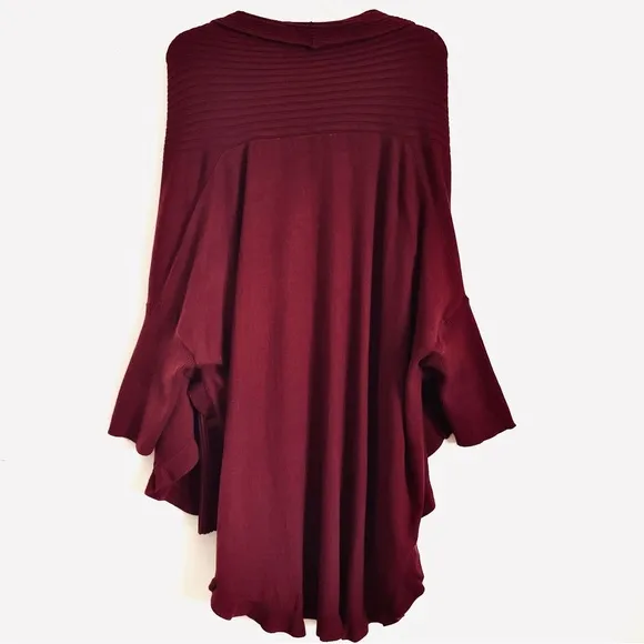 Soft Surroundings Draped Ruffle Cardigan In Cabernet Red Size S / M NWT