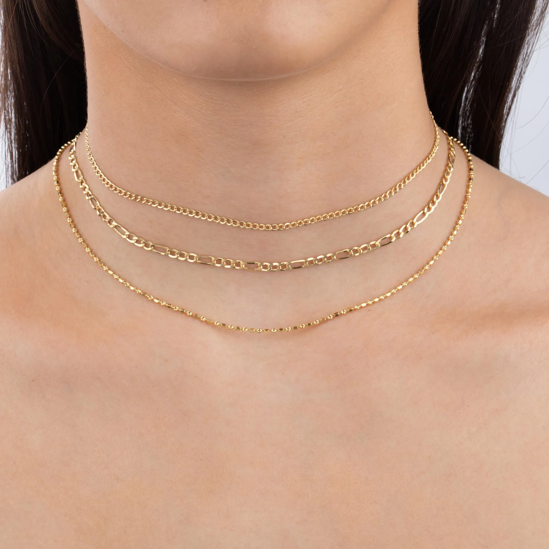 Square Beaded Necklace 14K