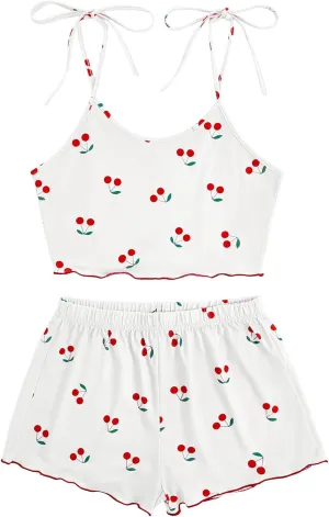 Strawberry Pajamas Set White Cherry