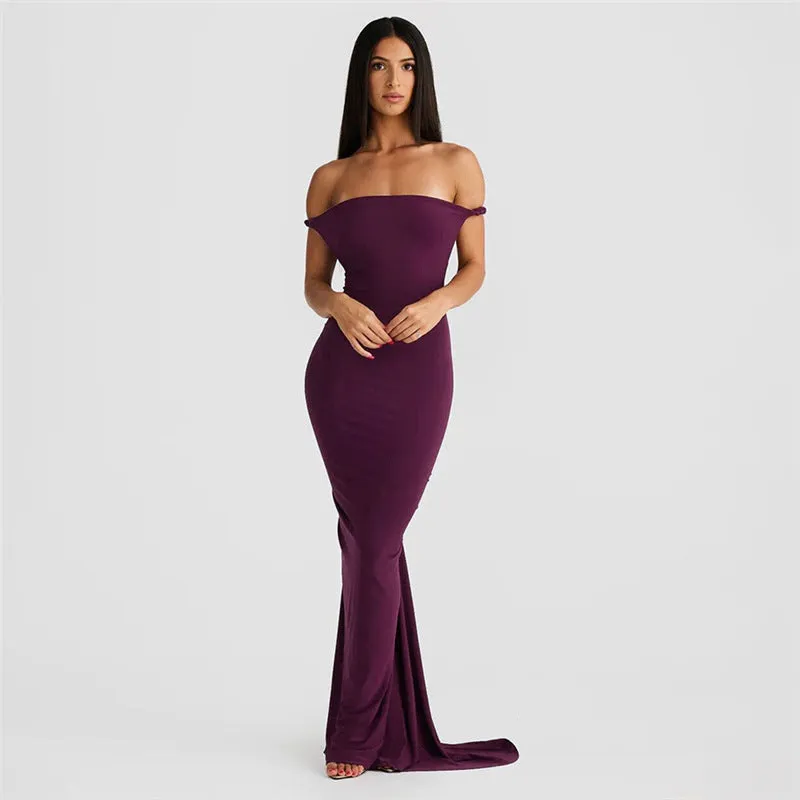 Summer Women's New Hanging Neck Backless Drawstring Long Dress Dress