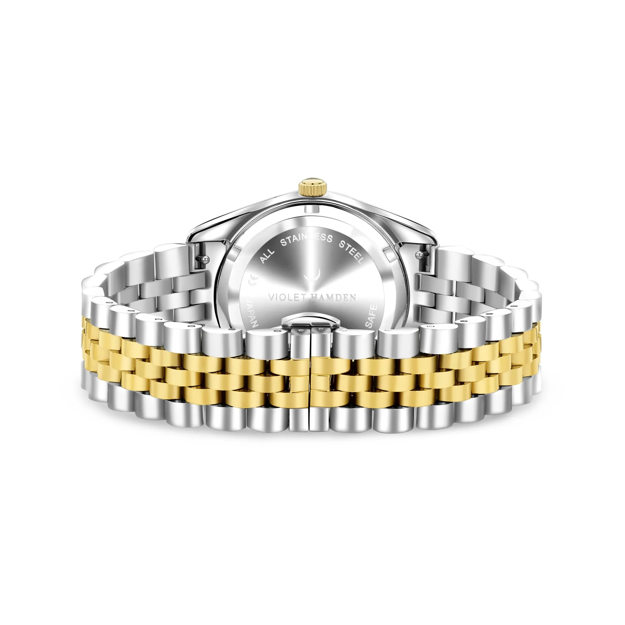 Sunrise round ladies watch gold and silver coloured en pink