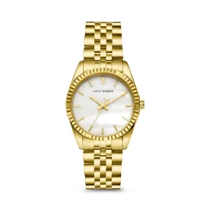 Sunrise round ladies watch gold coloured and mother of pearl
