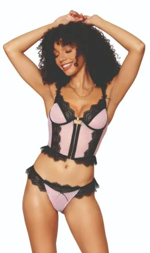 Super Cute Black & Pink Mesh Lingerie Set