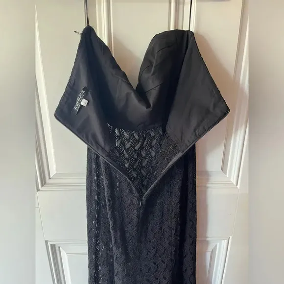 SUZY BLACK Della Paisley Knit Bustier Nightgown black maxi intimates lingerie 6