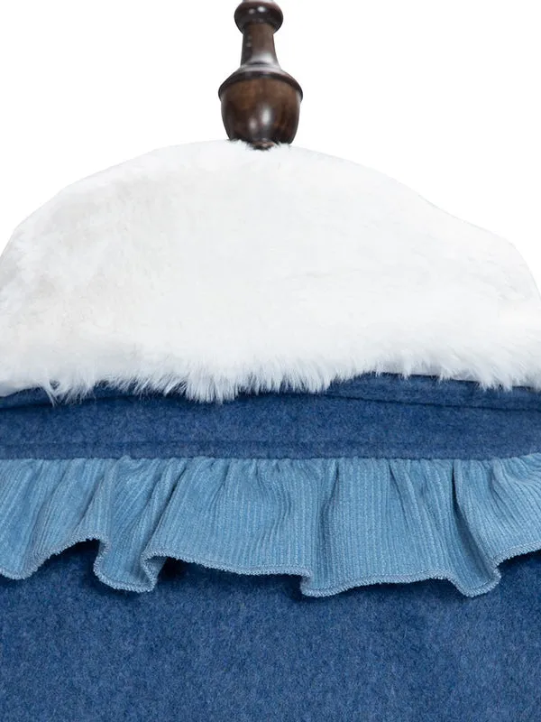 Sweet Lolita Poncho Dark Navy Polyester Lace Up Spring Lolita Pocho Cape Only Outwears