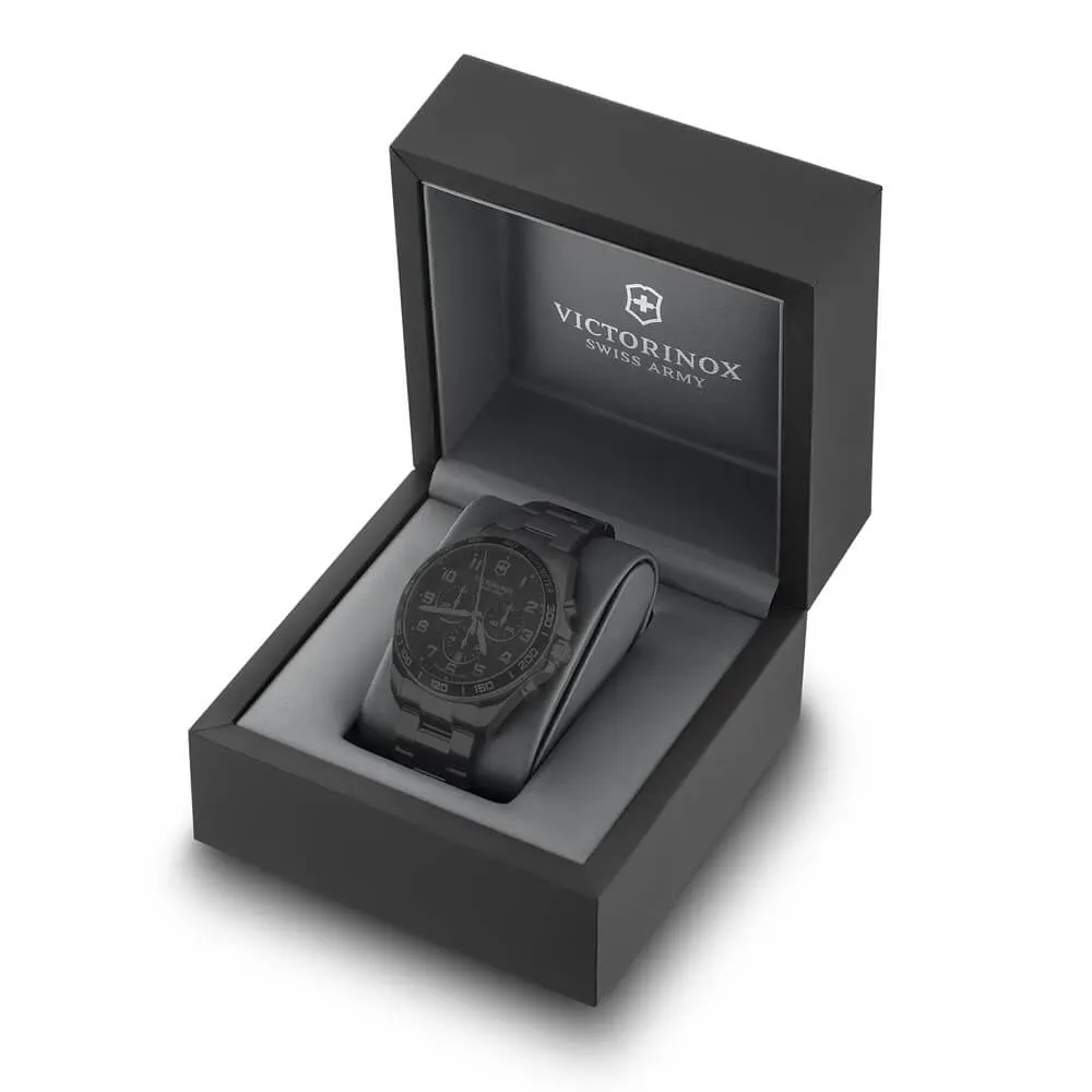 Swiss Army FieldForce Classic Chrono Black Dial Stainless Steel Bracelet Men's Watch 241899