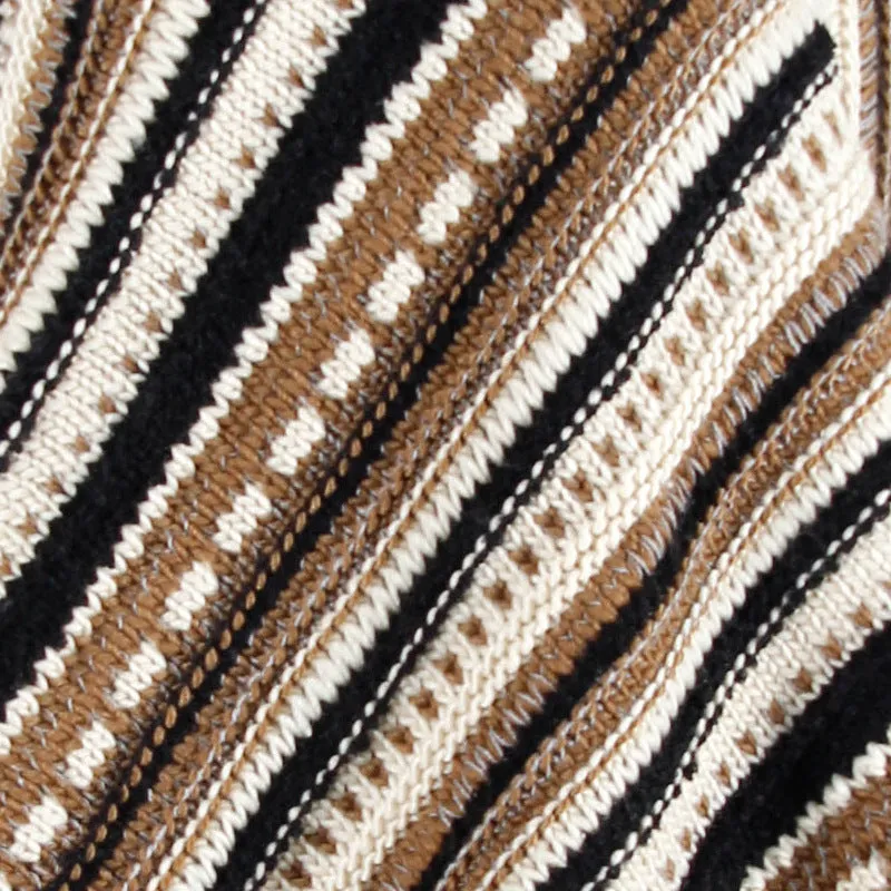 Tassel Fringed Pullover Diagonal Stripes Sweater Cloak Shawl Cape