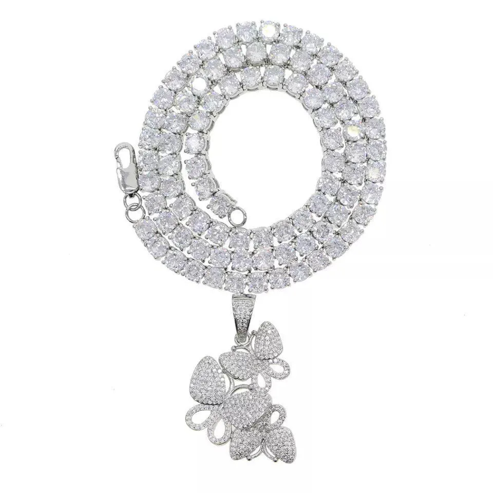 Tennis butterfly choker , bling butterfly , butterfly tennis necklace, 5mm tennis necklace and cz butterfly pendant ,Christmas gift