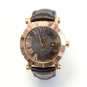 Tiffany & Co Atlas 18ct Rose Gold 42mm Brown Leather T10007457 Men's Watch