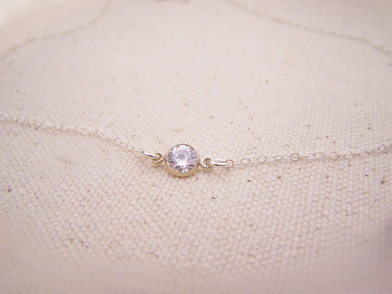 Tiny Diamond Sterling Silver Choker Necklace
