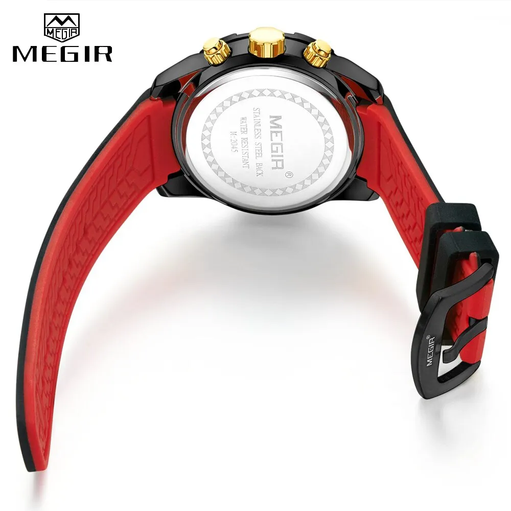 Top Brand MEGIR Men Fashion Business Watches Quartz Date Clock Man Luxury Chronograph Army Military Watches Relogio Masculino