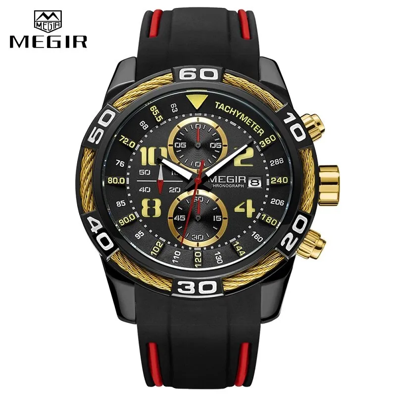 Top Brand MEGIR Men Fashion Business Watches Quartz Date Clock Man Luxury Chronograph Army Military Watches Relogio Masculino