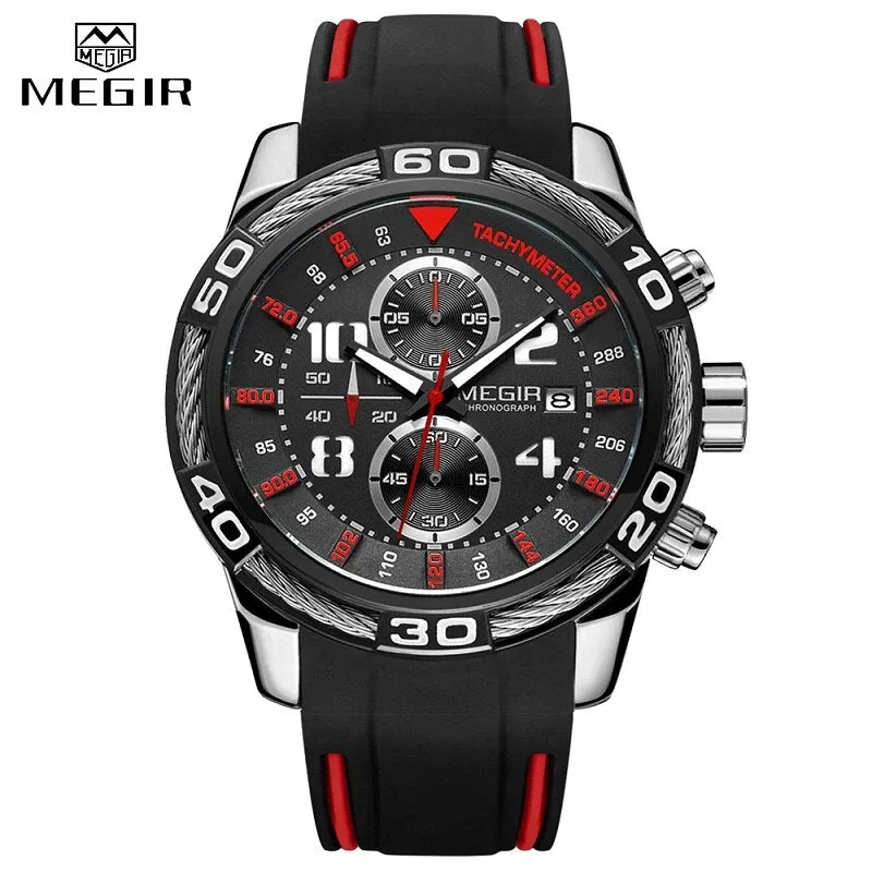 Top Brand MEGIR Men Fashion Business Watches Quartz Date Clock Man Luxury Chronograph Army Military Watches Relogio Masculino