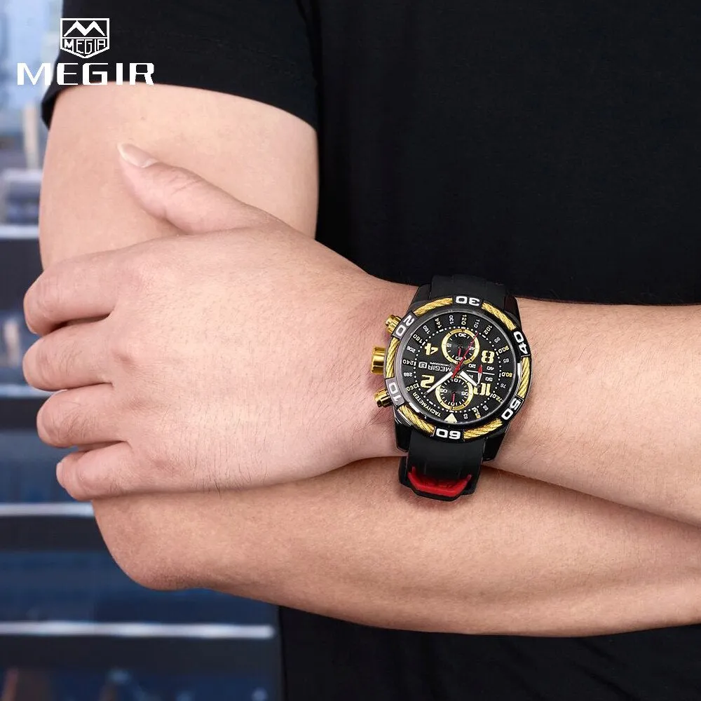 Top Brand MEGIR Men Fashion Business Watches Quartz Date Clock Man Luxury Chronograph Army Military Watches Relogio Masculino