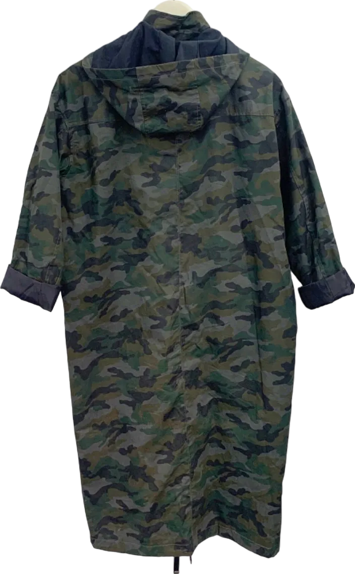 Topshop Green Camo Hooded Long Jacket UK 6