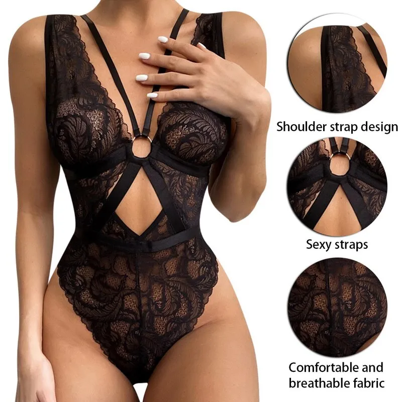 Transparent Backless Sexy Black Body Suit