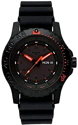 Traser Red Combat P66 Tritium Military Watch, Sapphire Crystal, Rubber Dive Strap, Model 104148