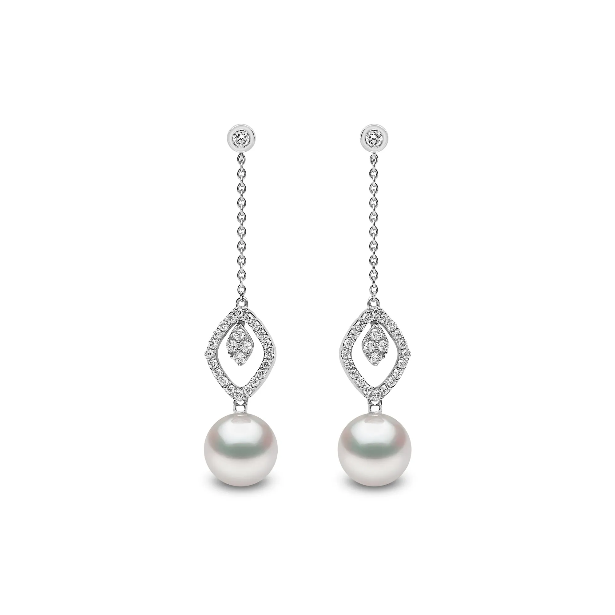 Trend 18ct White Gold Freshwater Pearl Diamond Earrings