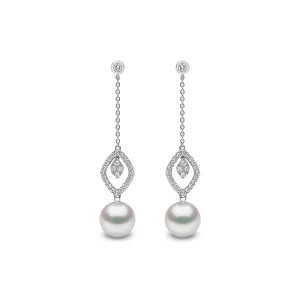 Trend 18ct White Gold Freshwater Pearl Diamond Earrings