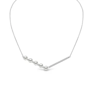 Trend Freshwater Pearl And Diamond Necklace 18ct Gold
