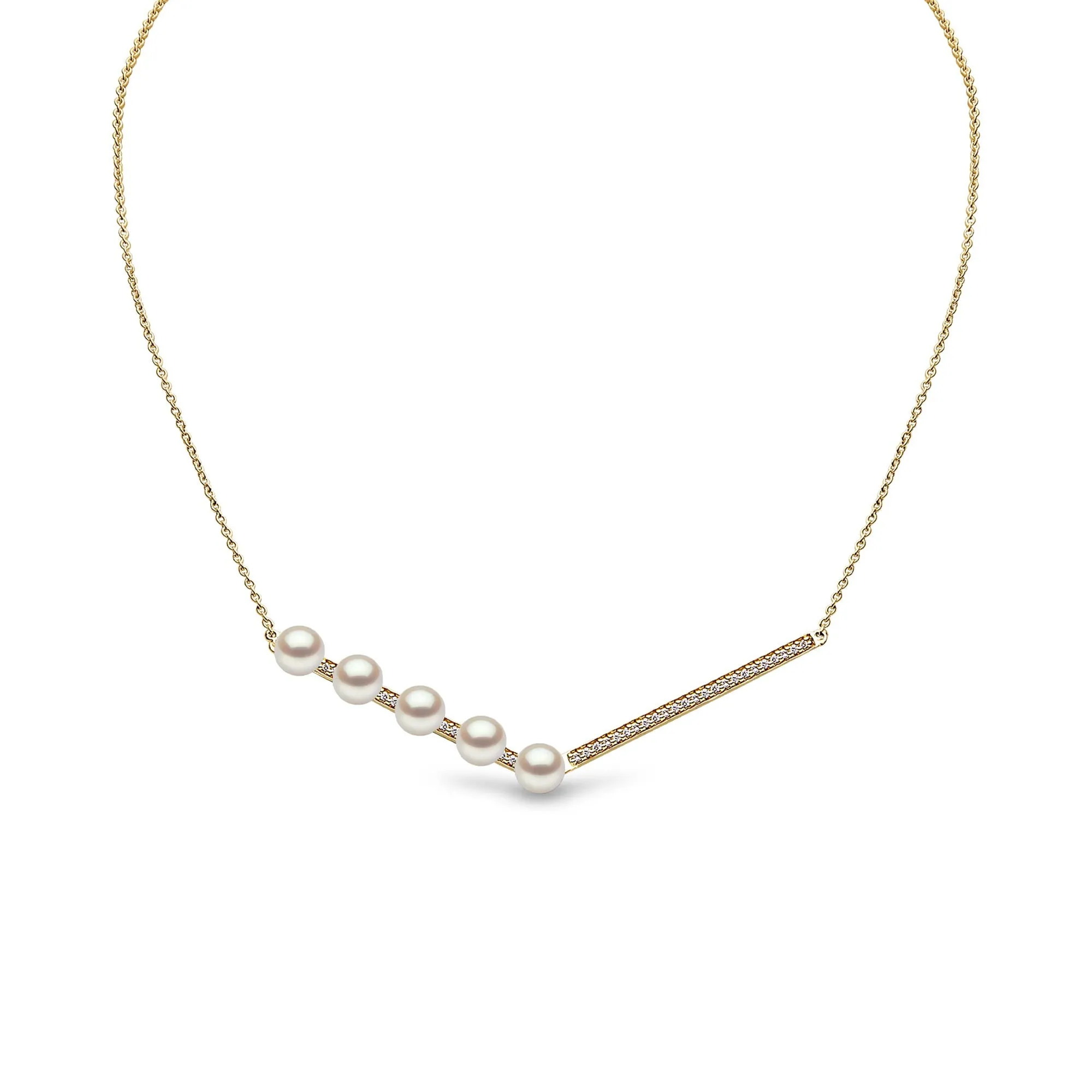 Trend Freshwater Pearl And Diamond Necklace 18ct Gold