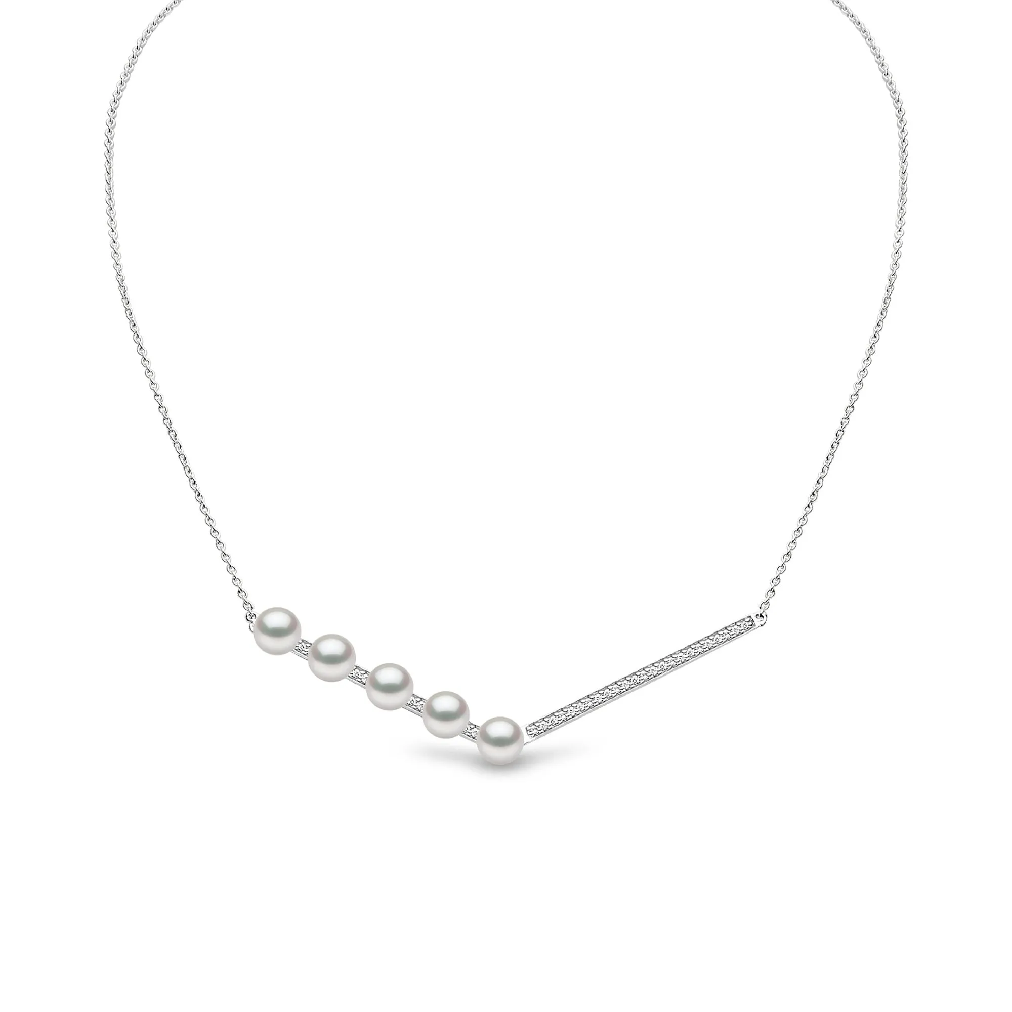 Trend Freshwater Pearl And Diamond Necklace 18ct Gold