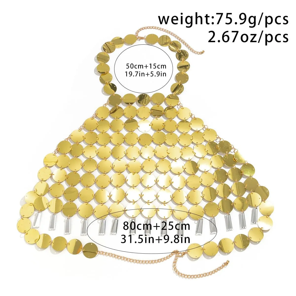 Trendy Colorful Lingerie Halter Top Backless Glitter Tassel Sequins Bra