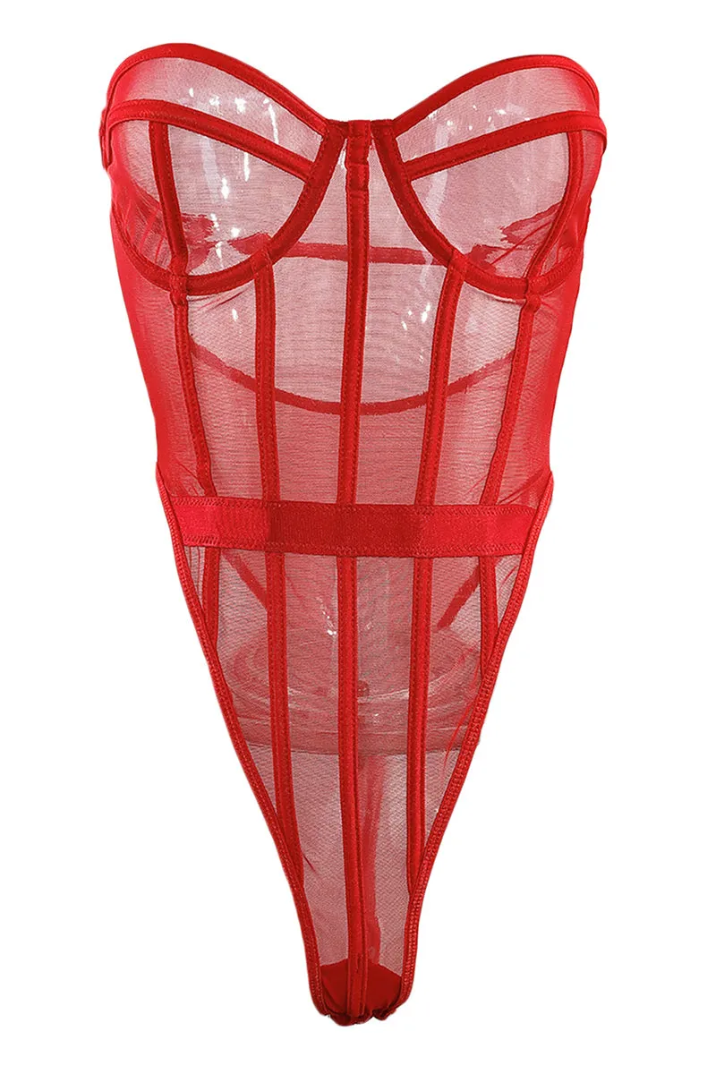 TS3249 Mesh Bustier Bodysuit
