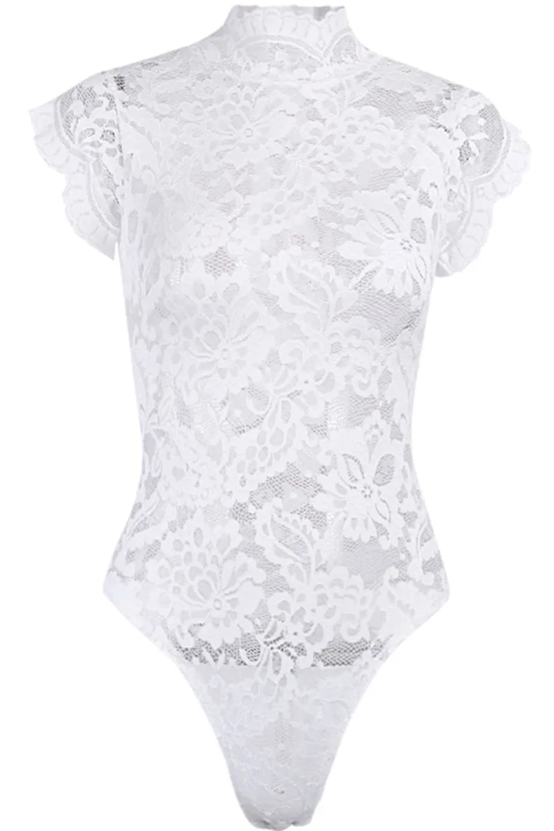 TT3124 Lace Sheer Bodysuit Top