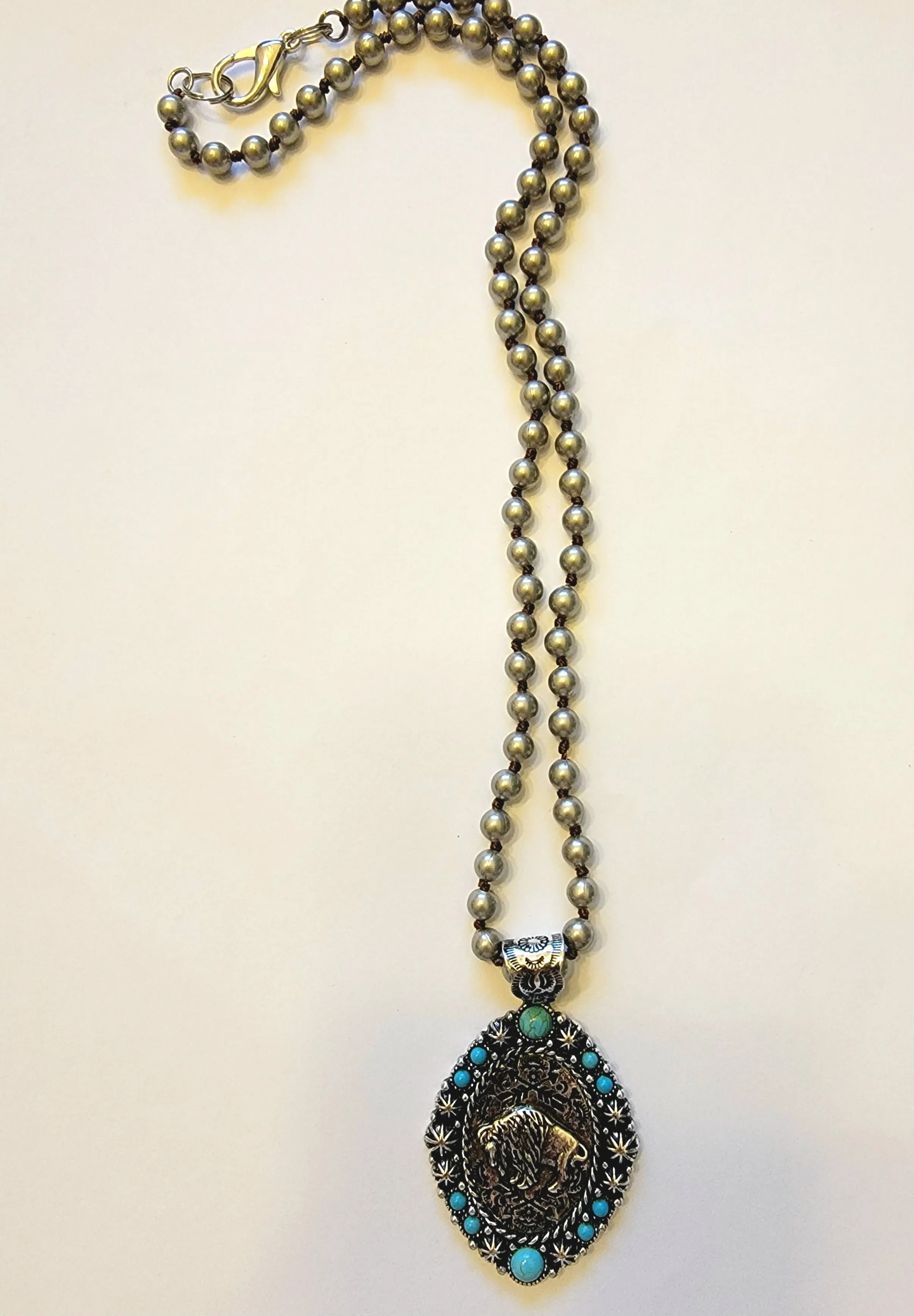 Turquoise Buffalo Beaded Necklace