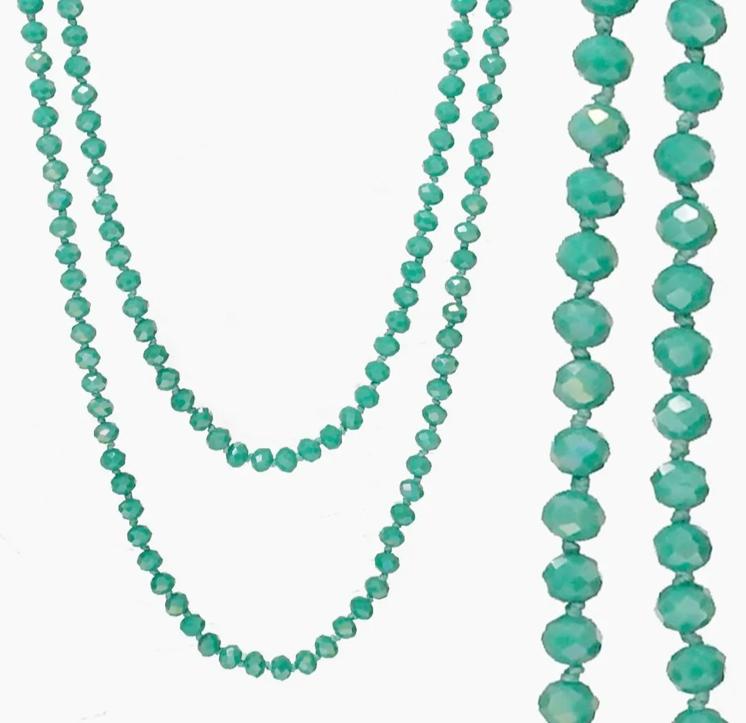 Turquoise Crystal Long 60" Layering Necklace