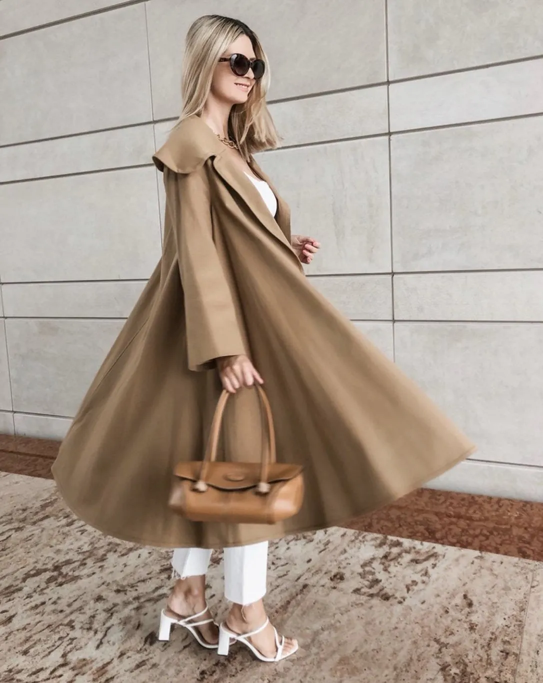 Twill Cape Collar Trench Coat