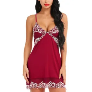 V Neck Floral Lace Sleep Dress