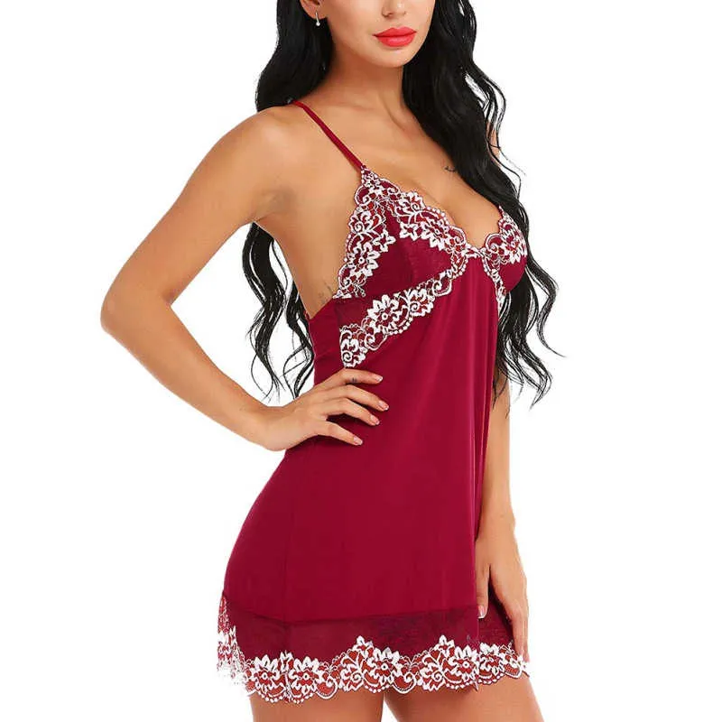 V Neck Floral Lace Sleep Dress
