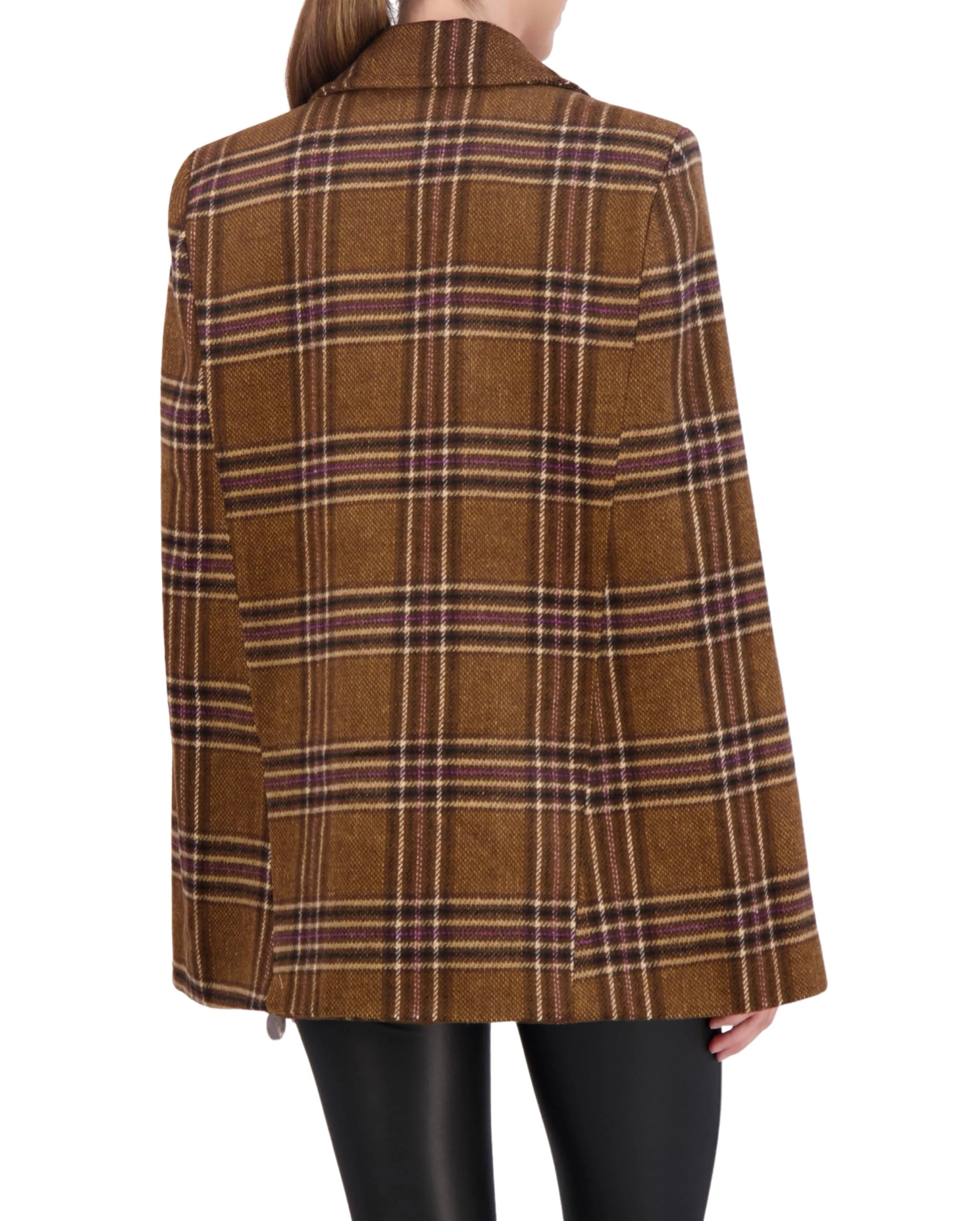 Vegan Cashmere Plaid Cape Jacket